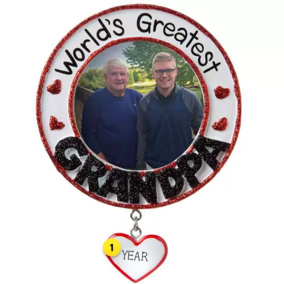 Online Personalized World's Greatest Grandpa Frame Ornament Family Members