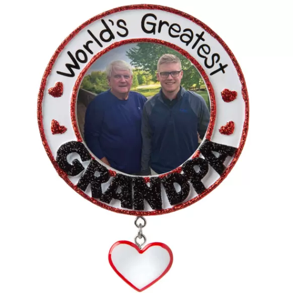 Online Personalized World's Greatest Grandpa Frame Ornament Family Members