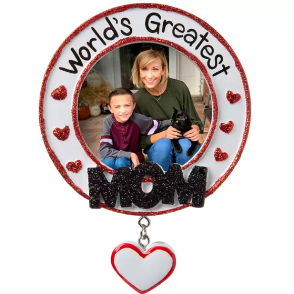 Cheap Personalized World's Greatest Mom Frame Ornament Family Members