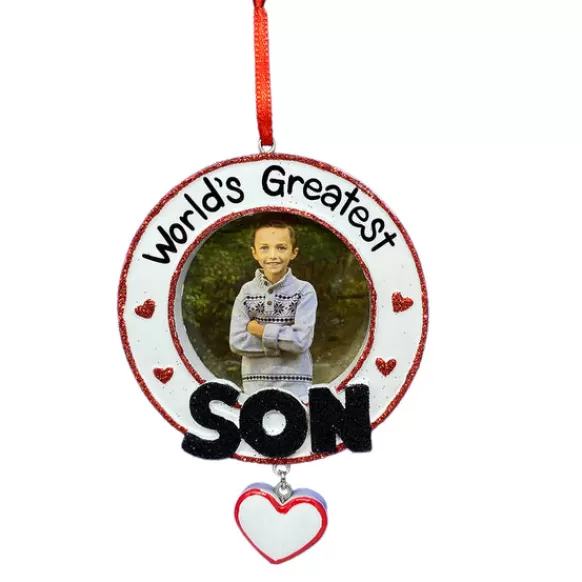 Cheap Personalized World's Greatest Son Frame Ornament Family Members