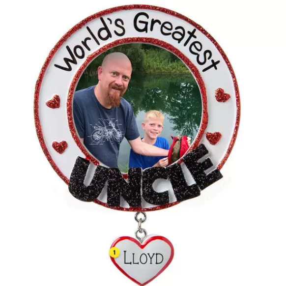 Store Personalized World's Greatest Uncle Frame Ornament Family Members