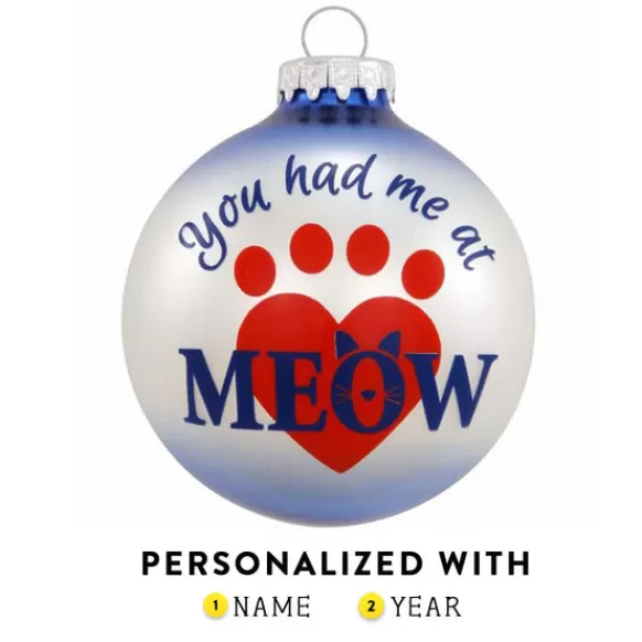 Best Bronners Personalized "You Had Me At Meow" Glass Bulb Ornament