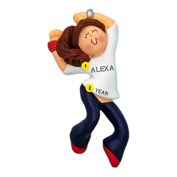 Store Ornament Central Personalized Zumba Hip-Hop Ornament - Female, Brown Hair