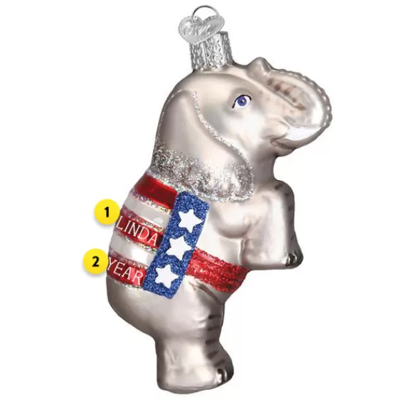 New Republican Elephant Ornament - Military & Patriotic