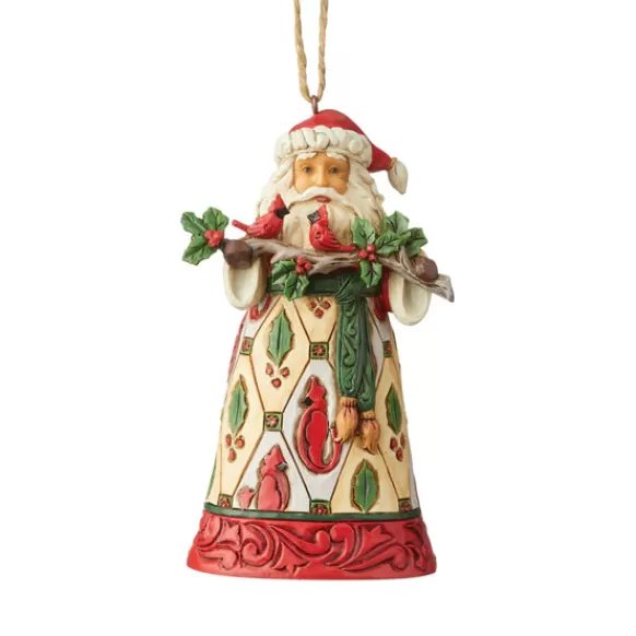 Hot Santa With Cardinals Ornament - Jim Shore