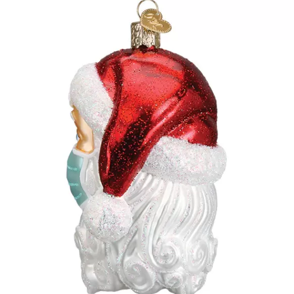 Shop Santa With Face Mask Ornament - Vaccinated / Covid-19